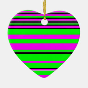 Hot Pink Green Black Colorful Stripe Muster Keramikornament