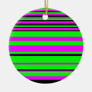 Hot Pink Green Black Colorful Stripe Muster Keramikornament