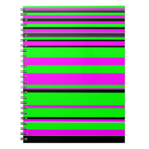 Hot Pink Green Black Colorful Stripe Muster Notizblock