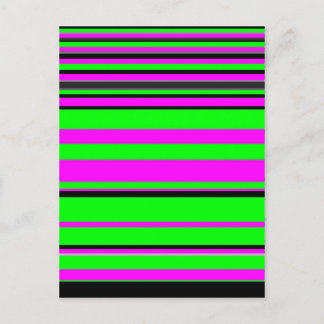 Hot Pink Green Black Colorful Stripe Muster Postkarte