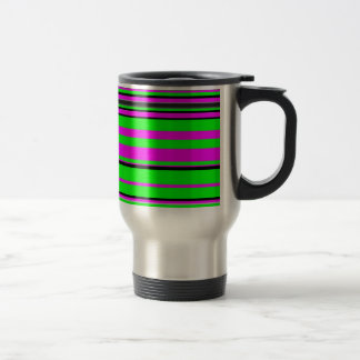 Hot Pink Green Black Colorful Stripe Muster Reisebecher