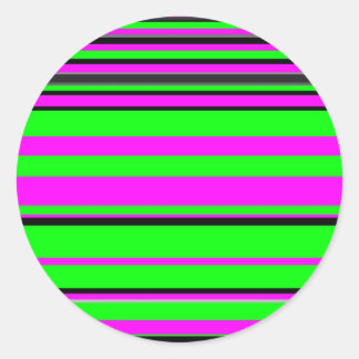 Hot Pink Green Black Colorful Stripe Muster Runder Aufkleber