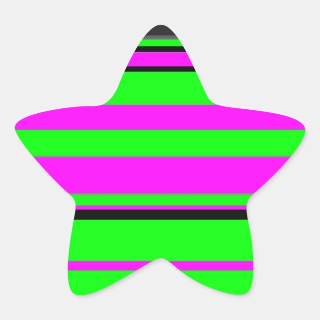 Hot Pink Green Black Colorful Stripe Muster Stern-Aufkleber (Vorderseite)