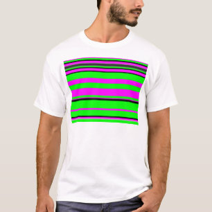 Hot Pink Green Black Colorful Stripe Muster T-Shirt