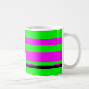 Hot Pink Green Black Colorful Stripe Muster Tasse
