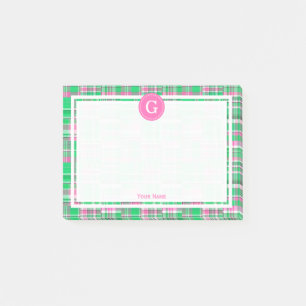 Hot Pink Green Patchwork Madras Kariert 1IR Gerahm Post-it Klebezettel
