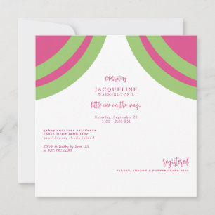 Hot Pink & Green Pink Text Baby Dusche Einladung