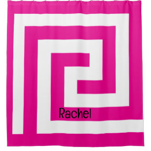 Hot Pink, griechischer Key Monogram Name Colorful  Duschvorhang