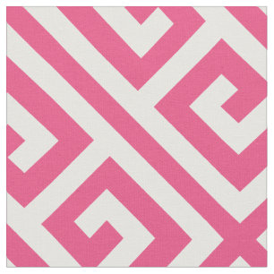 Hot Pink, griechischer Schlüssel Grosser Maßstab   Stoff