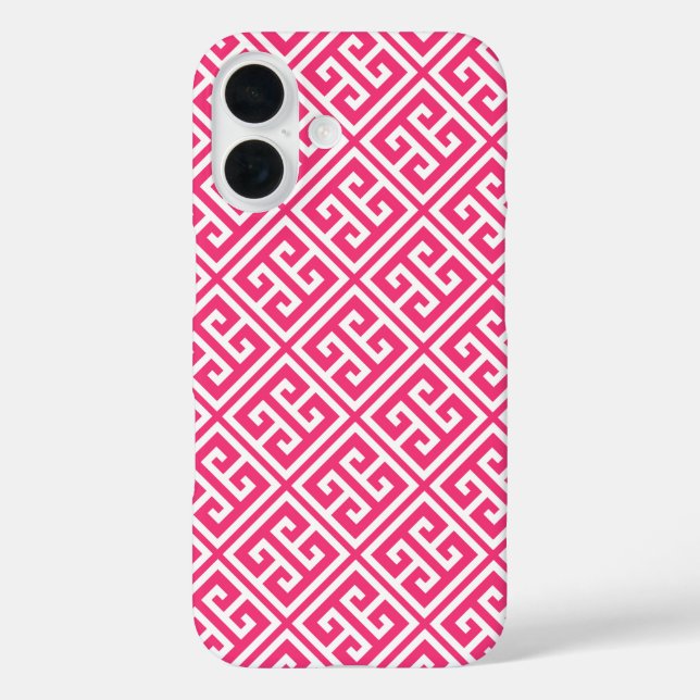 Hot Pink, griechisches Schlüsselmuster Case-Mate iPhone Hülle (Rückseite)