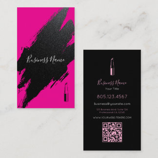 Hot Pink Grunge Brush Stroke Custom QR Code Visitenkarte