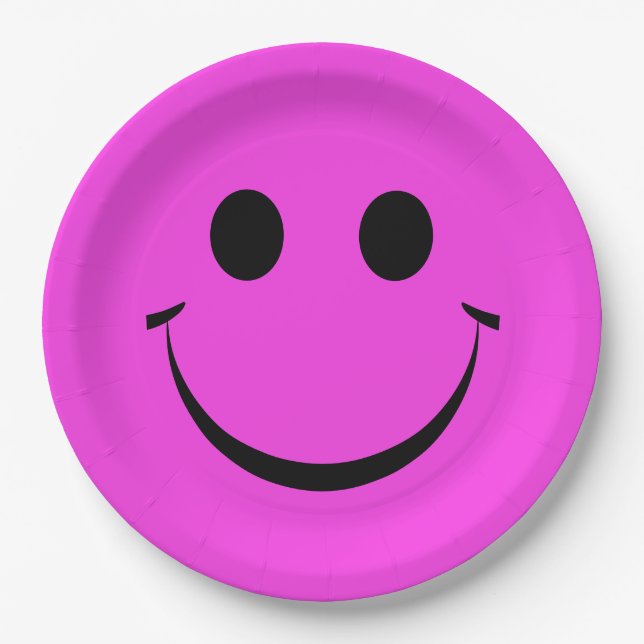 Hot Pink Happy Face Birthday Paper Teller (Vorderseite)