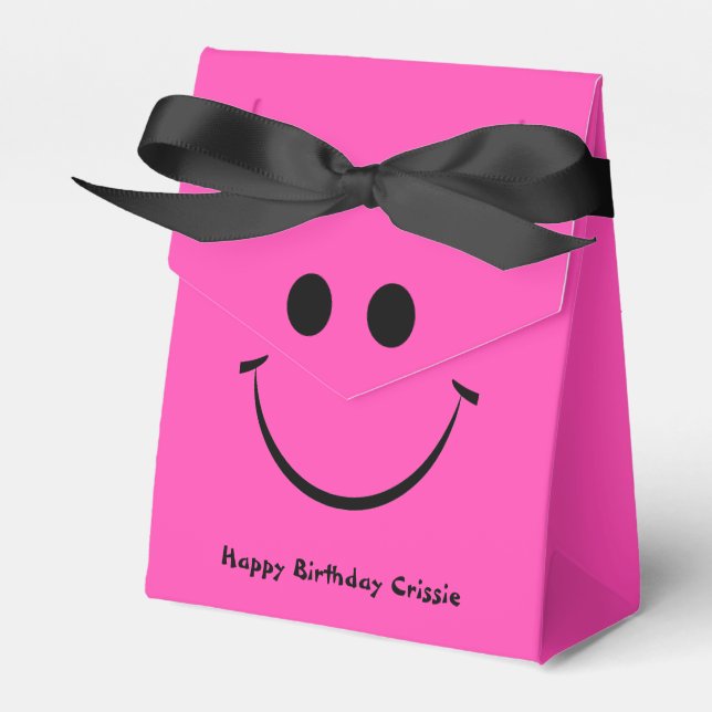 Hot Pink Happy Face Personalisiert Geburtstag Geschenkschachtel (Vorderseite)