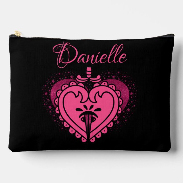 Hot Pink Heart Fun Girly Zubehörtasche (Vorderseite)