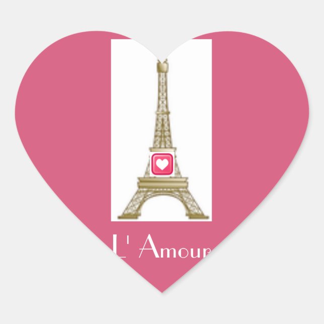 Hot Pink Heart Paris Eiffel Tower Sticker (Vorderseite)