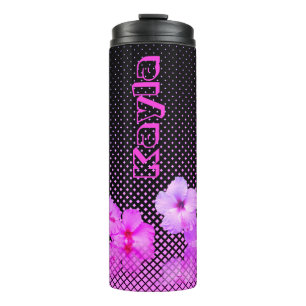Hot Pink Hibiskus Personalisiert Thermosbecher