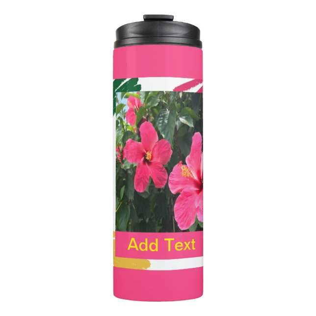 Hot Pink Hibiskus Thermosbecher (Vorderseite)
