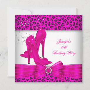 Hot Pink High Heel Leopard Geburtstagsparty Einladung
