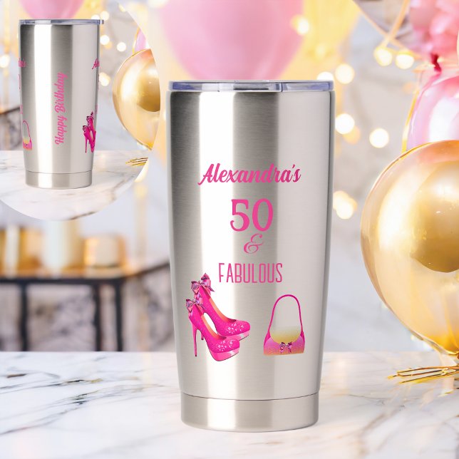 Hot Pink High Heels Fabulous 50th Birthday Gift  Thermobecher (Von Creator hochgeladen)