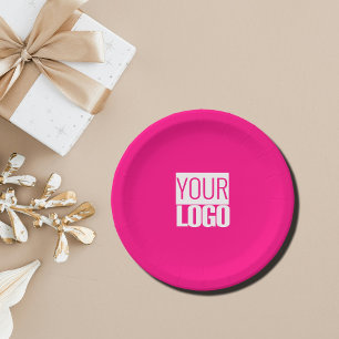 Hot Pink - Hinzufügen eines fett gedruckten Logos Pappteller