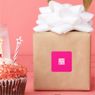 Hot Pink - Hinzufügen eines fett gedruckten Logos Quadratischer Aufkleber