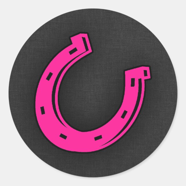 Hot Pink Horseshoe Runder Aufkleber (Vorderseite)
