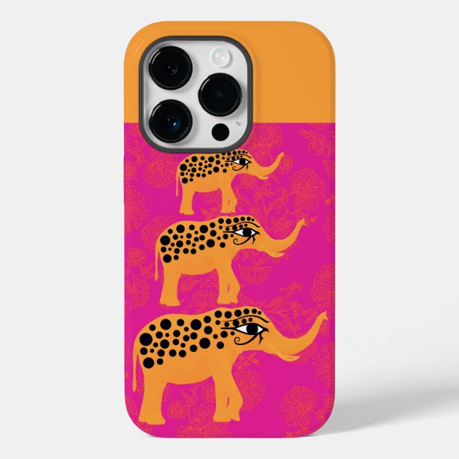 Hot Pink Horus-Eye Elephants iPhone Case (Rückseite)