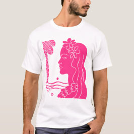 Hot Pink Hula Girl Head T - Shirt