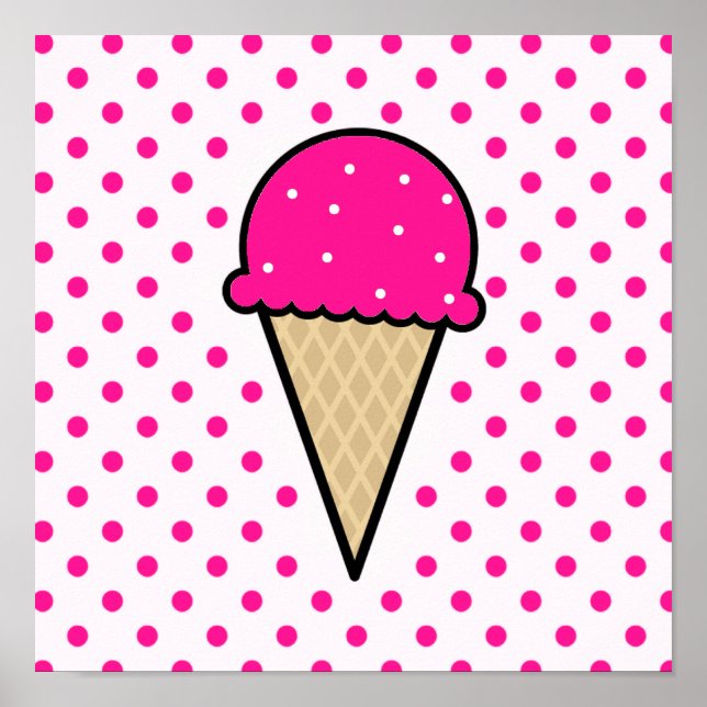 Hot Pink Ice Creme Cone Poster (Vorne)
