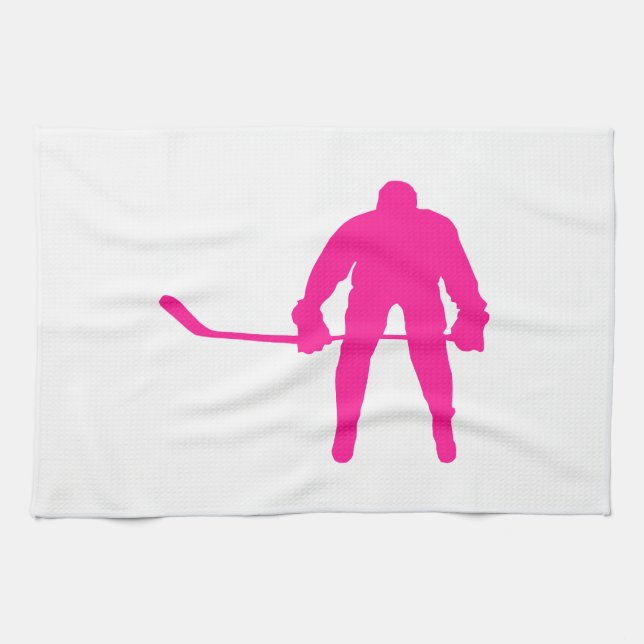 Hot Pink Ice Hockey Küchentuch (Horizontal)