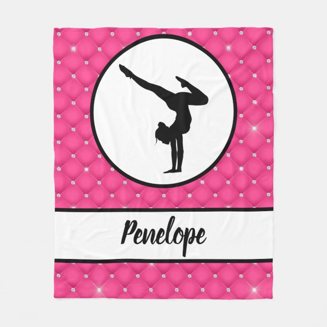 Hot-Pink-Imitat-Kristall-Handstand Fleecedecke (Vorderseite)