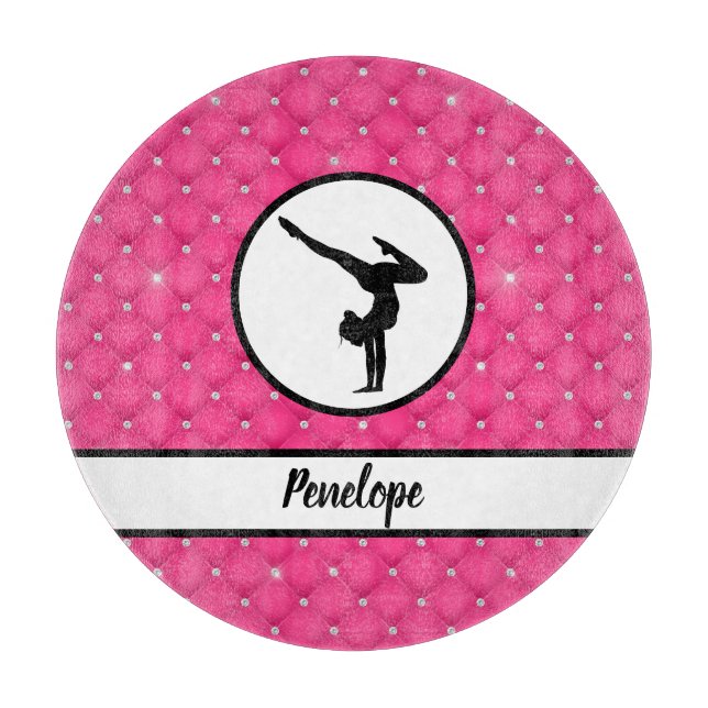 Hot-Pink-Imitat-Kristall-Handstand Schneidebrett (Vorderseite)