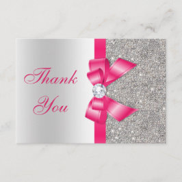 Hot Pink Imitats Bow & Diamonds Blank Vielen Dank Dankeskarte