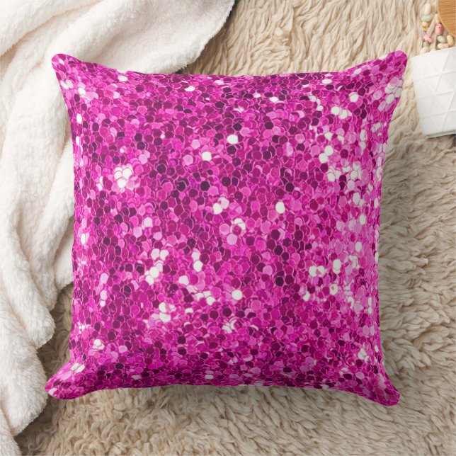 Hot Pink Imitats Sequin Glitzer Throw Kissen (Decke)