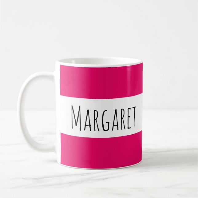 Hot Pink Individuelle Name Personalisiert Kaffeetasse (Links)