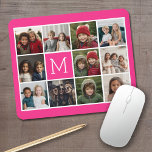 Hot Pink Instagram Photo Collage Custom Monogram Mousepad<br><div class="desc">Use up to 11 square or selfie phone photos to create a unique and personal gift. Or you can keep the hipster puppy and make a trendy keepsake. If you need to adjust the pictures,  click on the customize tool to make changes.</div>