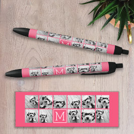 Hot Pink Instagramm Foto Collage Custom Monogram Kugelschreiber