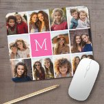 Hot Pink Instagramm Foto Collage Custom Monogram Mousepad<br><div class="desc">Verwenden Sie bis zu 11 quadratische oder selbstständige Fotos,  um ein einzigartiges und persönliches Geschenk zu schaffen. Oder man behalte den Hipster Welpe und macht einen trendigen Sake. Wenn Sie die Bilder anpassen müssen,  klicken Sie auf das Werkzeug anpassen,  um Änderungen vorzunehmen.</div>
