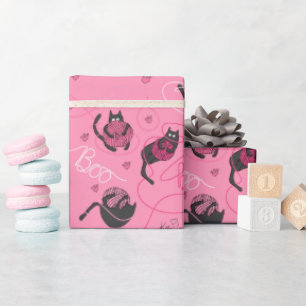 Hot Pink Kätzchen Liebe Kätzchen und Garn Kinder Geschenkpapier