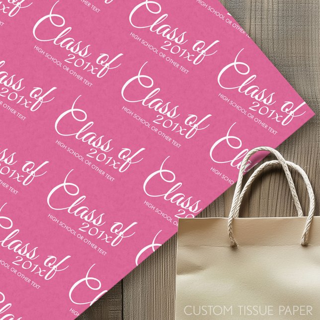 Hot Pink - Klasse mit individuellem Jahr und High  Seidenpapier (Custom Tissue Paper)