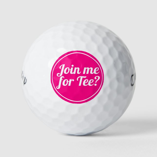 Hot Pink Lady Golfer Funny Golf Pub Typografie Golfball (Vorderseite)