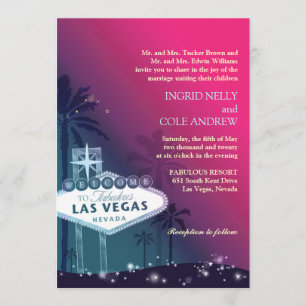 Hot Pink Las Vegas Nevada Wedding Einladung