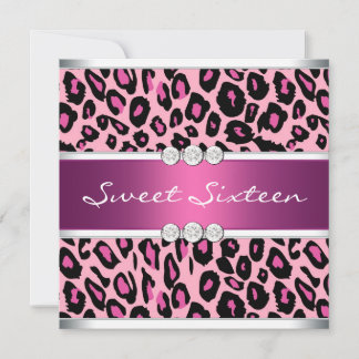 Hot Pink Leopard 16 . Geburtstag Geburtstagsparty Einladung