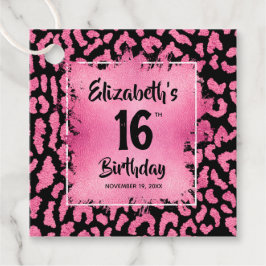 Hot Pink Leopard 16. Geburtstag Personalisiert Geschenkanhänger