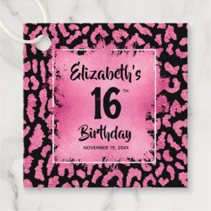 Hot Pink Leopard 16. Geburtstag Personalisiert Geschenkanhänger