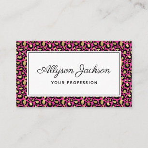 Hot Pink Leopard Business Card Visitenkarte