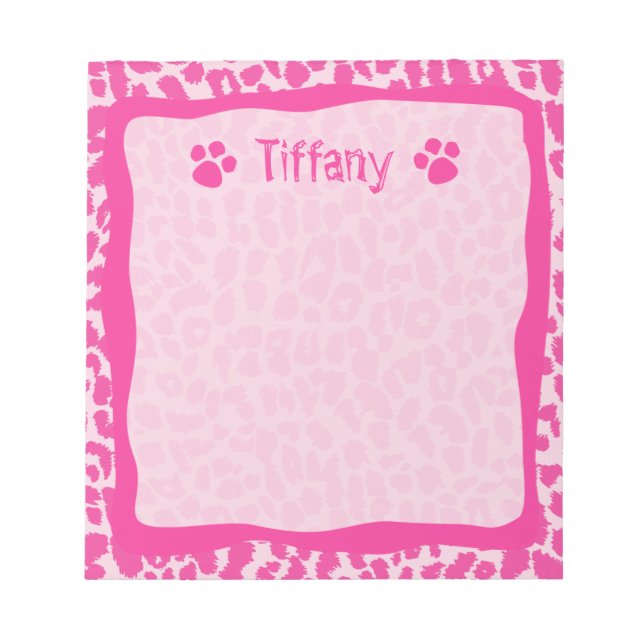 Hot Pink Leopard Cheetah Anpassbare Notepad Notizblock (Vorderseite)