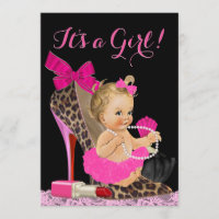 Hot Pink Leopard High Heel Shoel Baby Dusche