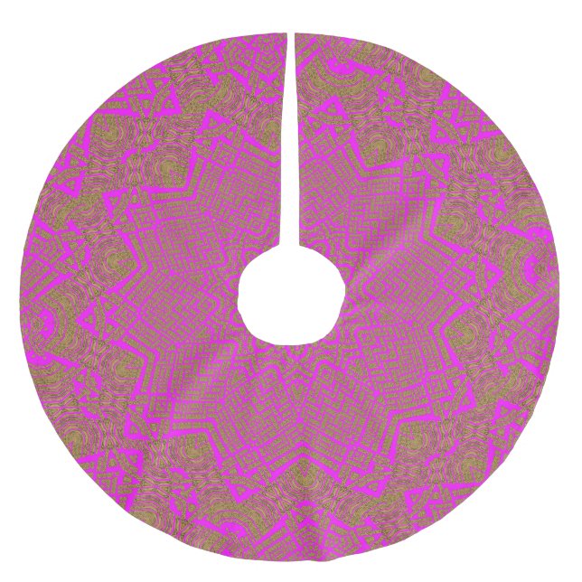 Hot Pink Leopard Muster Circle Weihnachtsfeiertag Polyester Weihnachtsbaumdecke (Vorderseite)
