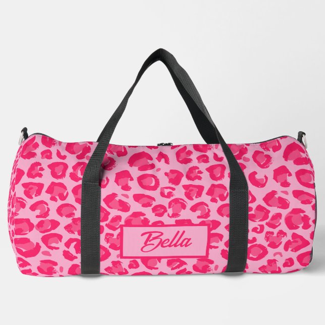 Hot Pink Leopard Muster Duffle Bag (Vorderseite)